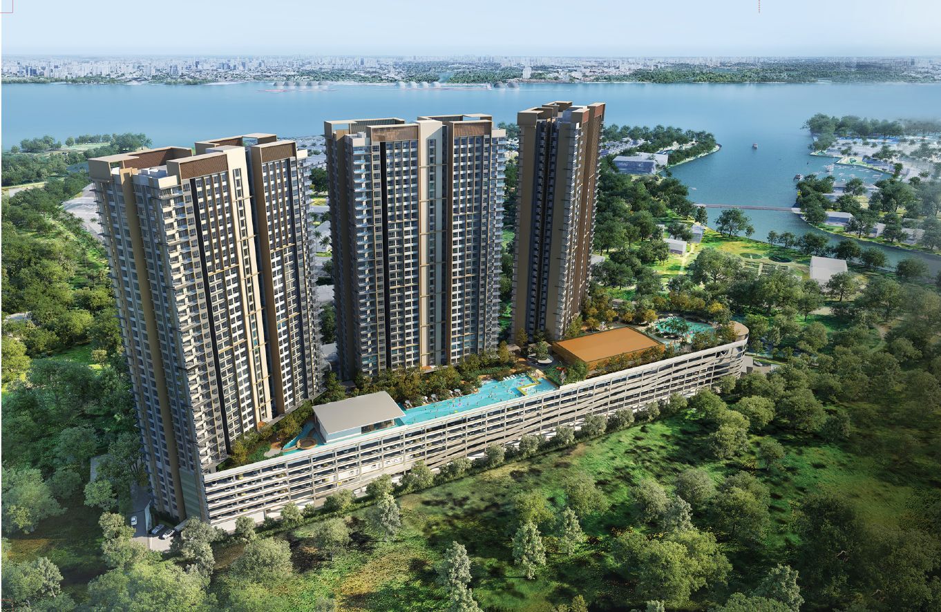 Hillview 三座塔楼与水岸景观