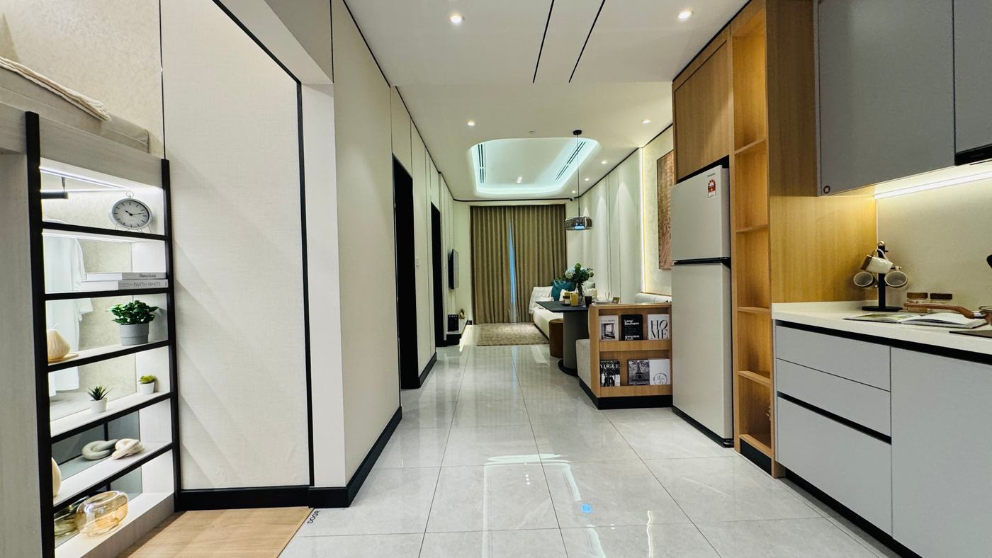 Type A show unit, kitchen and living area