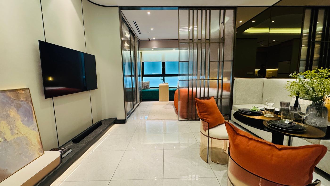 Type D show unit, living area and bedroom